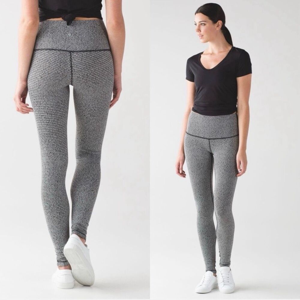 Lululemon Wunder Under Pant (Hi-Rise) Teeny Tooth White Black Size 6